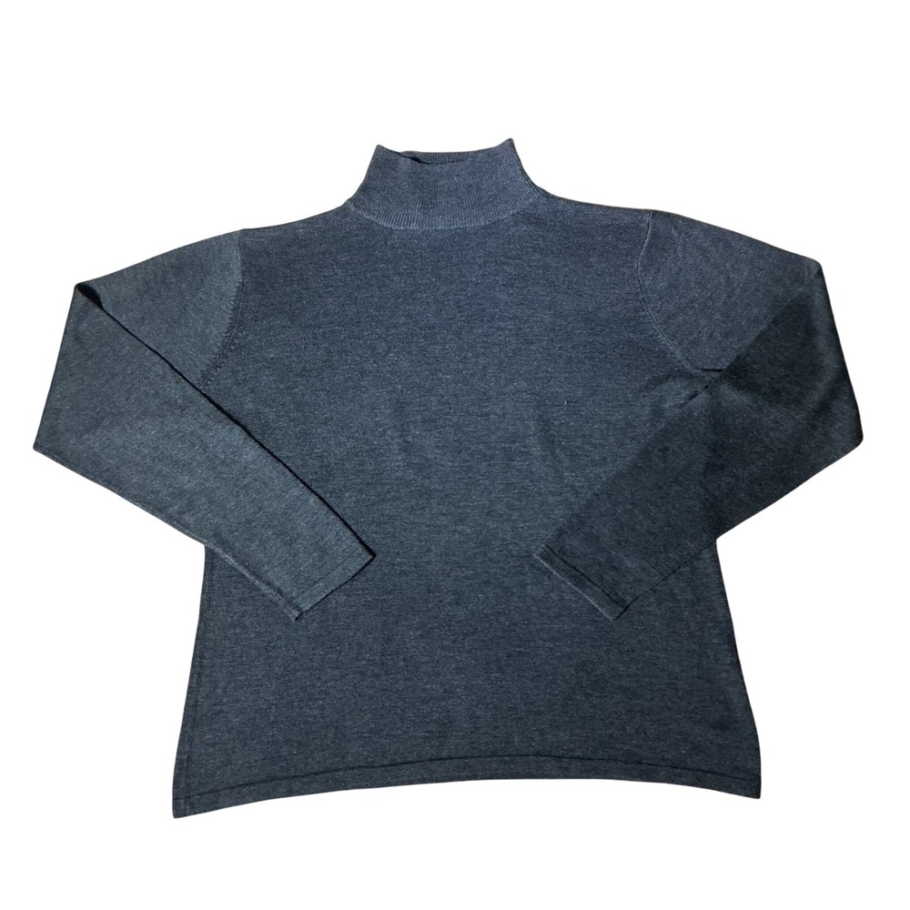 Valerie Stevens Dark Academia Pure Silk Mock Neck Sweater Minimalist Womens L